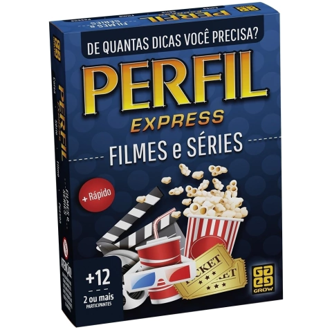 JOGO PERFIL EXPRESS FILMES E SÉRIES 100 CARTAS GROW DIDÁTICO DIVERSÃO FAMÍLIA RACIOCÍNIO PERGUNTAS