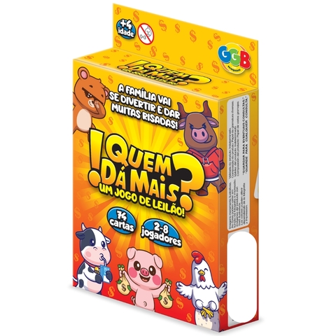 JOGO QUEM DÁ MAIS? UM JOGO DE LEILÃO 74 CARTAS GGB BRINQUEDO RACIOCÍNIO CRIANÇA FAMÍLIA BARALHO MESA - comprar online