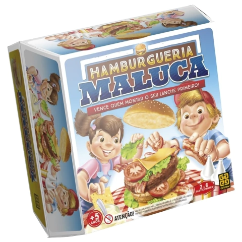 JOGO HAMBURGUERIA MALUCA GROW BRINQUEDO DE MESA FAMÍLIA TABULEIRO GAME MONTAR LANCHE HAMBURGUER