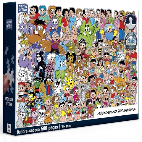QUEBRA CABEÇA TURMA DA MÔNICA 500 PEÇAS PERSONAGENS MAGALI CASCÃO CEBOLINHA CRIANÇA DESENHO PUZZLE