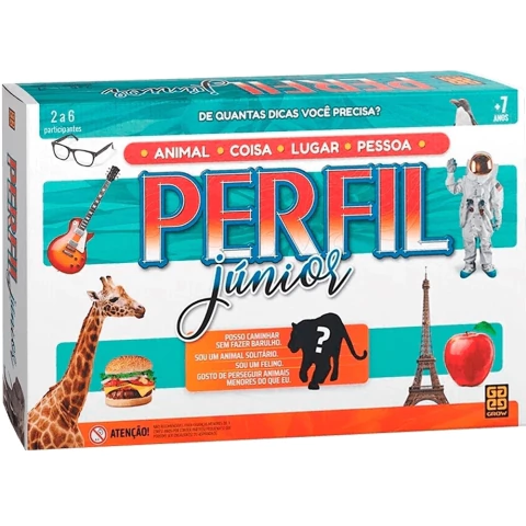 JOGO DE TABULEIRO PERFIL JÚNIOR GROW 200 CARTAS MESA DICA PERGUNTA FAMÍLIA DIDÁTICO DIVERSÃO JR GAME