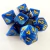 KIT 7 DADOS DICE AZUL PEROLADO CENTRAL JOGO TABULEIRO RPG MESA NÚMERO DOURADO D4 D6 D8 D10 % D12 D20 - comprar online