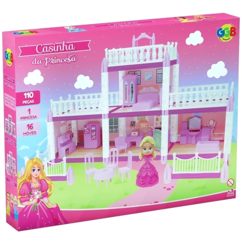 CASINHA DA PRINCESA GGB BRINQUEDOS 110 PEÇAS CÔMODOS CASINHA MENINAS 16 MÓVEIS CASTELO BONECA MONTAR