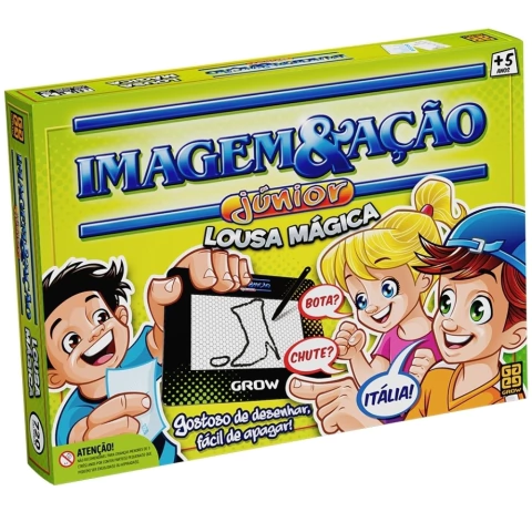 JOGO IMAGEM E AÇÃO JÚNIOR LOUSA MÁGICA GROW BRINQUEDO MESA DESENHO TABULEIRO PALAVRA PERGUNTA CARTA