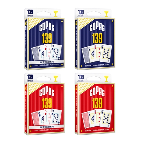 Baralho 139 Tradicional COPAG | Naipe Convencional ou Grande | Azul ou Vermelho | 55 Cartas para Jogar | O Clássico