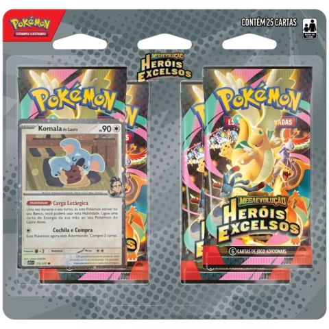 BLISTER QUÁDRUPLO MEGAEVOLUÇÃO HERÓIS EXCELSOS ME2.5 COPAG POKÉMON TCG BOOSTERS CARTA QUAD PACK MEGA - Canal 40 - Loja de Brinquedos