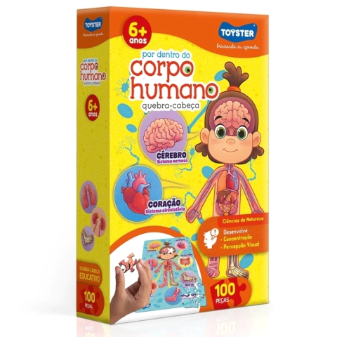 QUEBRA CABEÇA POR DENTRO DO CORPO HUMANO 100 PEÇAS TOYSTER PUZZLE BRINQUEDOS EDUCATIVO DIDÁTICO JOGO