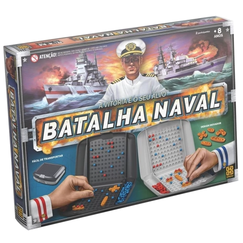 JOGO DE TABULEIRO BATALHA NAVAL GROW BRINQUEDO DE MESA FAMÍLIA DIVERSÃO GAME LÓGICA ESTRATÉGIA MAR