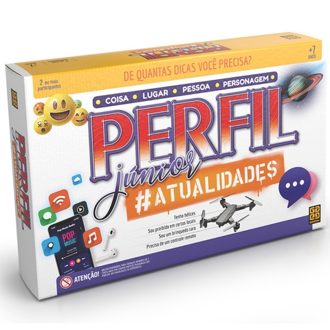 JOGO DE TABULEIRO PERFIL JÚNIOR ATUALIDADES GROW 200 CARTAS MESA DICAS PERGUNTAS FAMÍLIA DIDÁTICO JR