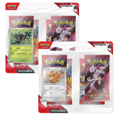 BLISTER QUÁDRUPLO ZARUDE OU EEVEE RIVAIS PREDESTINADOS EV10 COPAG POKÉMON TCG 4 BOOSTERS TREINADORES