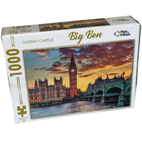 QUEBRA CABEÇA BIG BEN LONDRES 1000 PEÇAS PAIS E FILHOS PUZZLE PAISAGEM PONTO TURÍSTICO RELÓGIO TORRE