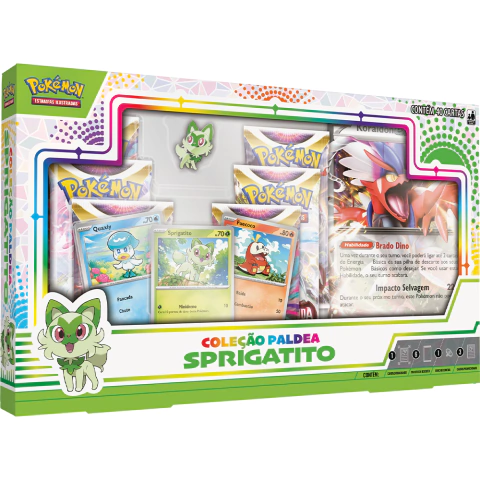 Box Sprigatito Coleção Paldea COPAG Original Lacrada 6 Booster Carta Pokémon TCG