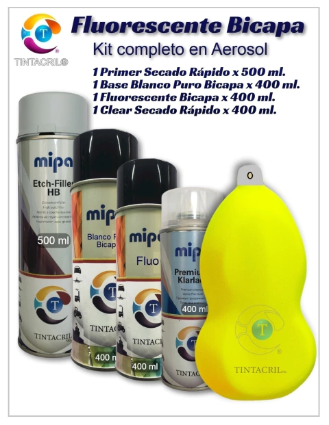 fluorescente amarillo en aerosol kit completo