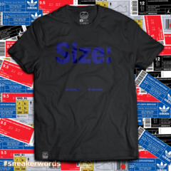 T-Shirt SIZE Bold Blue Words (Personalize seu size)