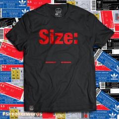 T-Shirt SIZE Bold Red Words (Personalize seu size)