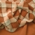 Corderito Sintetico Estampado Con Jersey Cuadros Ladrillo C/jersey Ladrillo