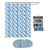 Set Cortina de Baño Con Antideslizante Venecitas Celeste