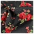 Tropical Mecanico Estampado Negro Flores Rojo Ramito Verde