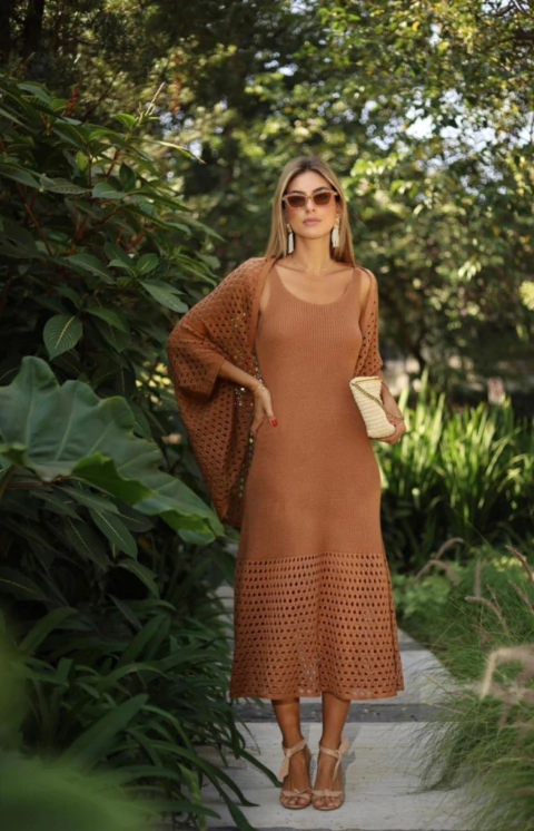 Vestido midi de tricô