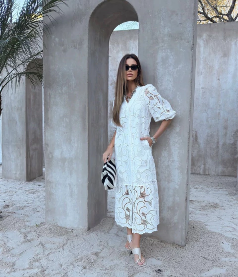 Vestido renda Bordado - comprar online