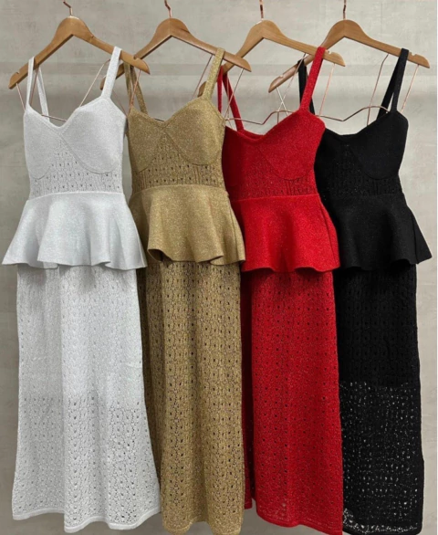 Vestido Tricô modal metalizado