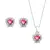 Conjunto Coração Cravejado Rosa