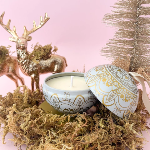 Vela Bola Natal Branca - aroma Maçã & Canela