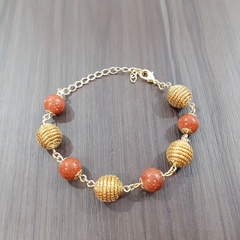 Pulseira Capim Dourado e Pedra do Sol 10mm (Parcialmente Natural) . Código P412. - comprar online
