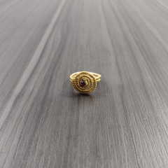Anel Caracol Capim Dourado 4mm com Strass Roxo. Código A35. - comprar online