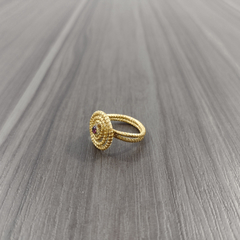 Anel Caracol Capim Dourado 4mm com Strass Roxo. Código A35. na internet