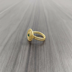 Anel Caracol Capim Dourado 4mm com Strass Verde. Código A34. na internet