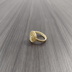 Anel Caracol Capim Dourado 4mm com Strass Cristal. Código A37. - comprar online