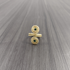 Anel Caracóis Capim Dourado 4mm com Strass Verde. Código A24. - comprar online