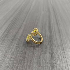 Anel Caracóis Capim Dourado 4mm com Strass Amarelo. Código A23. na internet