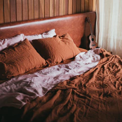 Jogo de Cama Standard Camel 100% Linho Europeu