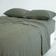 Lençol com Elástico 100% Linho Europeu - Olive