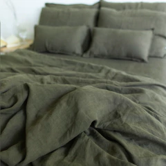 Jogo de Cama Standard Olive 100% Linho Europeu - comprar online