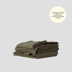 Jogo de Cama Standard Olive 100% Linho Europeu - HOUSE OF LINHO