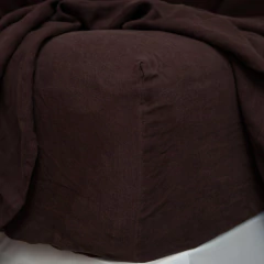 Lençol com Elástico 100% Linho Europeu Cacau - HOUSE OF LINHO