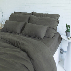 Jogo de Cama Duvet Olive 100% Linho Europeu
