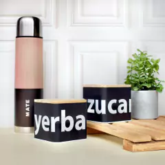 JUEGO DE LATAS CUADRADO CON TAPA DE MADERA A PRESIÓN - comprar online