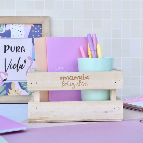 CANASTO DE PINO GRABADO PARA ARMAR BOX DE REGALO