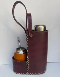 Canasta Portamate/Portatermo cuero vacuno 100% grueso PREMIUM BORRAVINO
