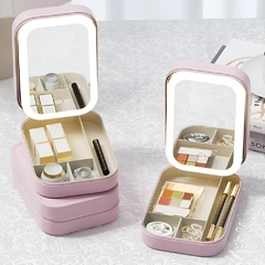 Estuche Cosmético + Espejo + Luz LED