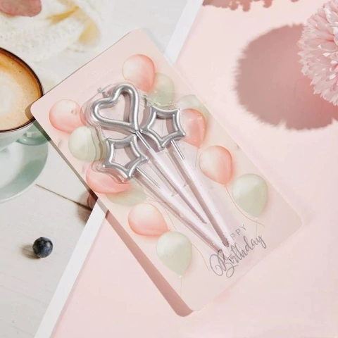 Set X3 Velas de Corazón y Estrellas