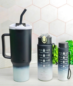 Vaso + 2 botellas