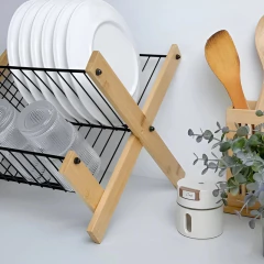 Escurridor de Platos Plegable - Madera/Acero
