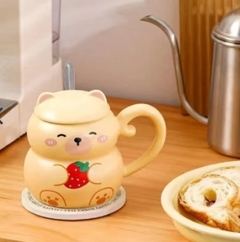 Taza de cerámica con tapa - Animalitos en internet