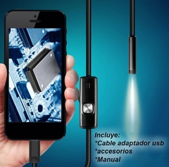 CÁMARA ENDOSCÓPÍCA/BAROSCOPIO DE 2 M. CON USB PARA CELULARES - La Bolucompra
