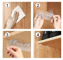 GANCHOS X4 ADHESIVO PARA ESTANTES, PLACARD, COCINA Y HOGAR - comprar online